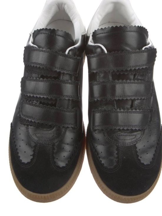 Isabel Marant Shoes - Isabel Marant Black Leather Velcro  BETH Sneakers with Gum Sole